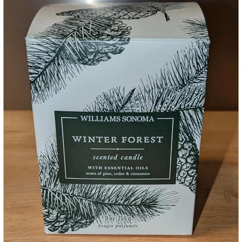NEW Williams Sonoma Winter Forest Wax Candle Premium Natural Essential Oils 9 Oz